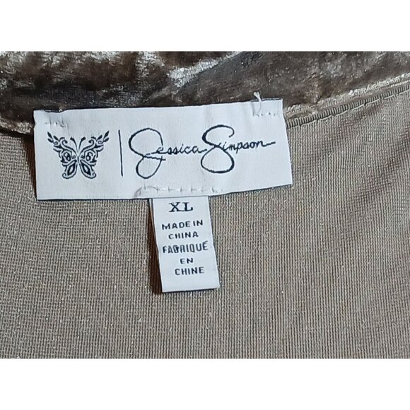 Jessica Simpson Womens XL Crushed Velvet Shirt Shacket Oversized Button Stretch - Picture 3 of 7